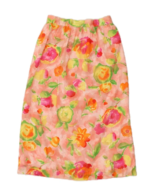 VINTAGE Womens A-Line Skirt W30 Medium Pink Floral summer skirt style