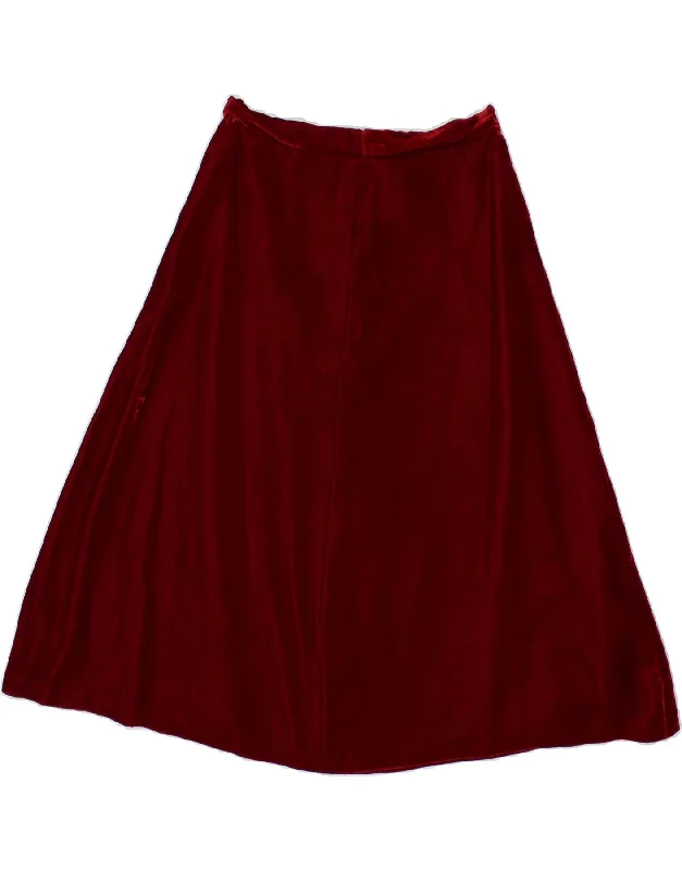 VINTAGE Womens Velvet A-Line Skirt W26 Small  Burgundy silk skirt luxurious