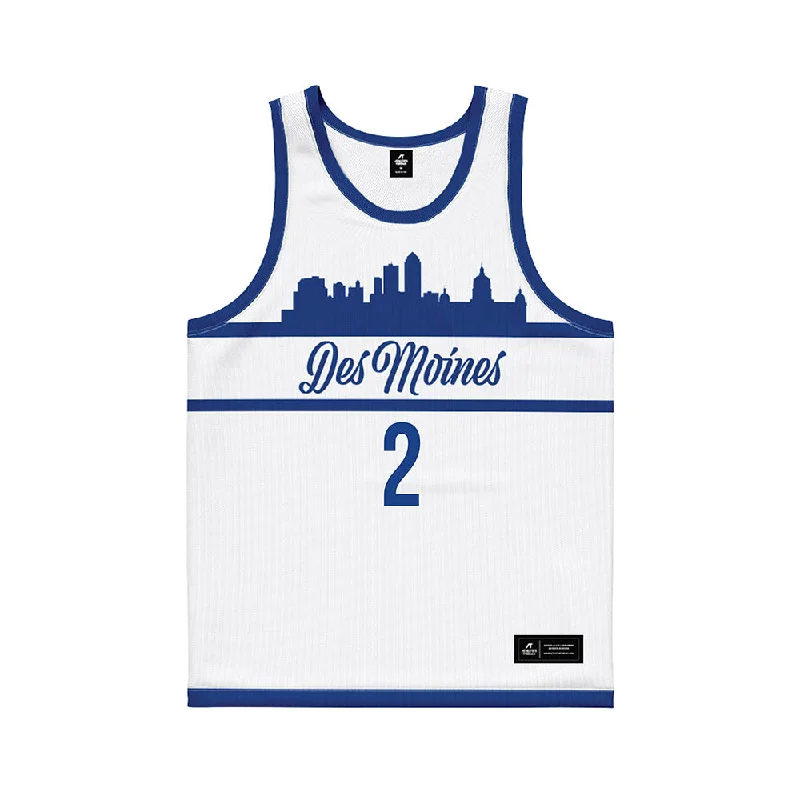 Drake - NCAA Women's Basketball : Grace Knutson - White Basketball Jersey Ash Gray Jersey Tee