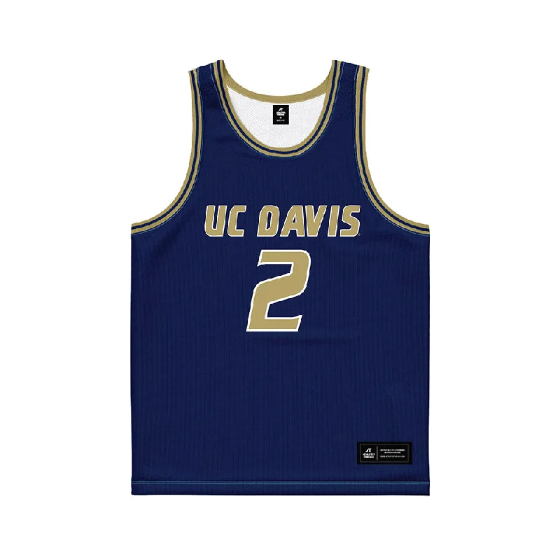 UC Davis - NCAA Women's Basketball : Ryann Bennett - Blue Basketball Jersey Handmade Jersey Tee