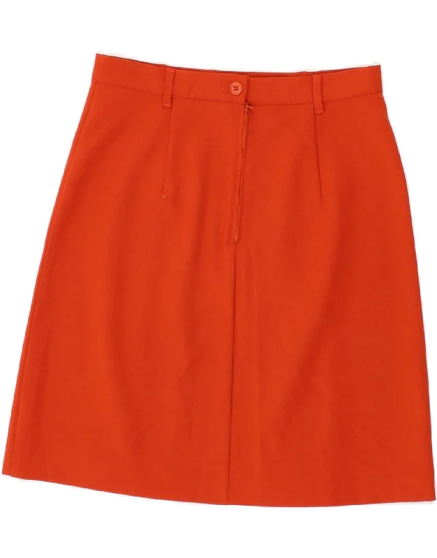 BENETTON Womens A-Line Skirt IT 42 Medium W28  Orange Polyester linen skirt breathable