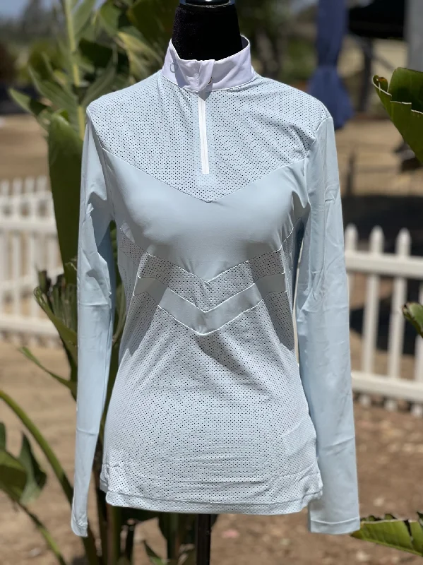 Cavalleria Toscana Perforated Jersey L/S Zip Competition Polo w/ Solid Insert - SALE! Spring Jersey Blouse