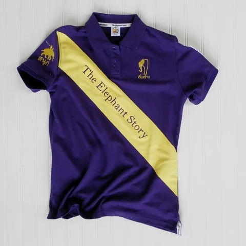 Womens Purple/Yellow Sash Elephant Polo Jersey Sophisticated Jersey Tee