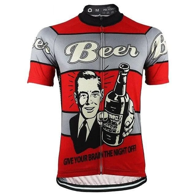 Give Your Brain The Night Off - Beer Cycling Jersey Burgundy Jersey Tee