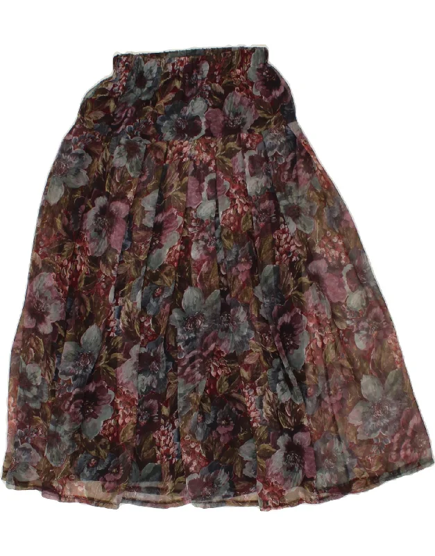 VINTAGE Womens A-Line Skirt Small W24  Multicoloured Floral Viscose wrap skirt elegant