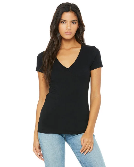 BELLA + CANVAS - Women’s Jersey Deep V-Neck Tee - 6035 Black Mustard Yellow Jersey Tee