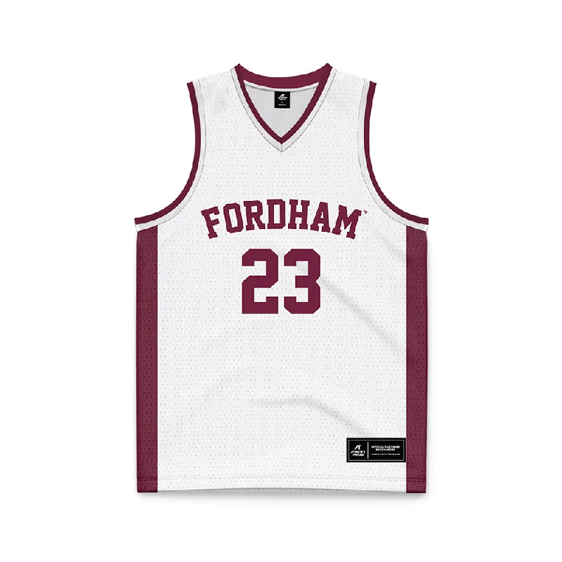 Fordham - NCAA Women's Basketball : Amiyah Ferguson - White Basketball Jersey Turquoise Jersey Tee