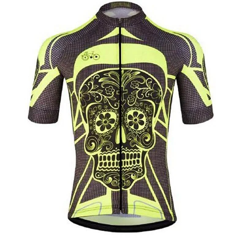 Yellow Day Of The Dead Cycling Jersey Patterned Jersey Tee