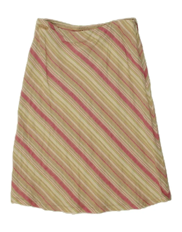 MARLBORO CLASSICS Womens A-Line Skirt EU 44 XL W30 Multicoloured Striped leather skirt sleek