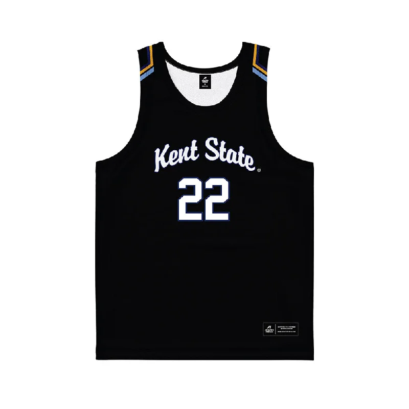 Kent State - NCAA Women's Basketball : Joy Bergstrom - Black Basketball Jersey Pure White Jersey Tee