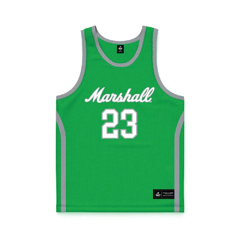 Marshall - NCAA Women's Basketball : Meredith Maier - Green Basketball Jersey Mustard Yellow Jersey Tee