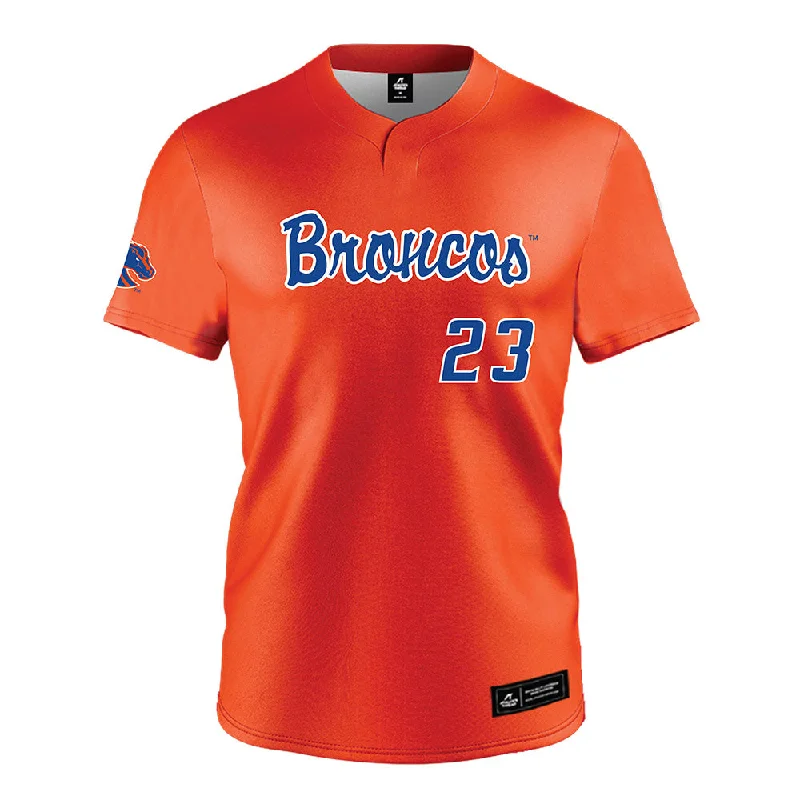 Boise State - NCAA Women's Gymnastics : Dani Schaffer - Orange Jersey High-End Jersey Tee