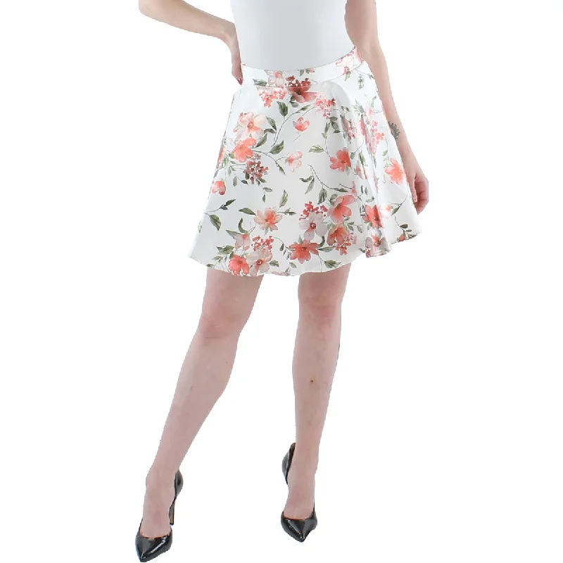 City Studios Womens Juniors Foiled Floral A-Line Skirt elastic waist skirt