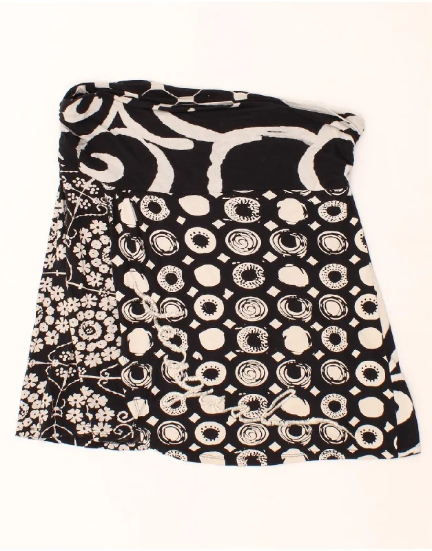 DESIGUAL Womens Abstract Pattern A-Line Skirt  Medium W34 Black Floral corduroy skirt cozy