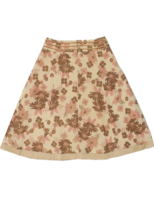 WHISTLES Womens A-Line Skirt UK 8 Small W30 Beige Floral midi skirt versatile