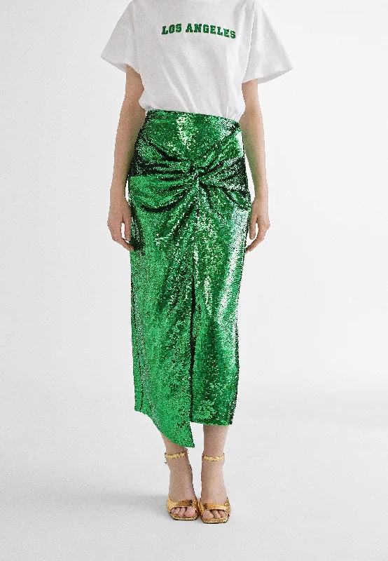 Sequinned skirt with slit breathable skirt fabric