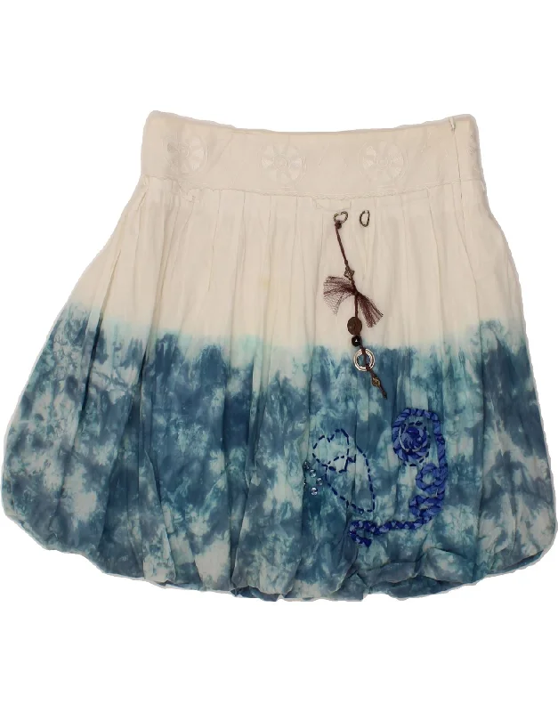 DESIGUAL Womens Bubble Skirt EU 40 Medium W30  Off White Colourblock velvet skirt luxury