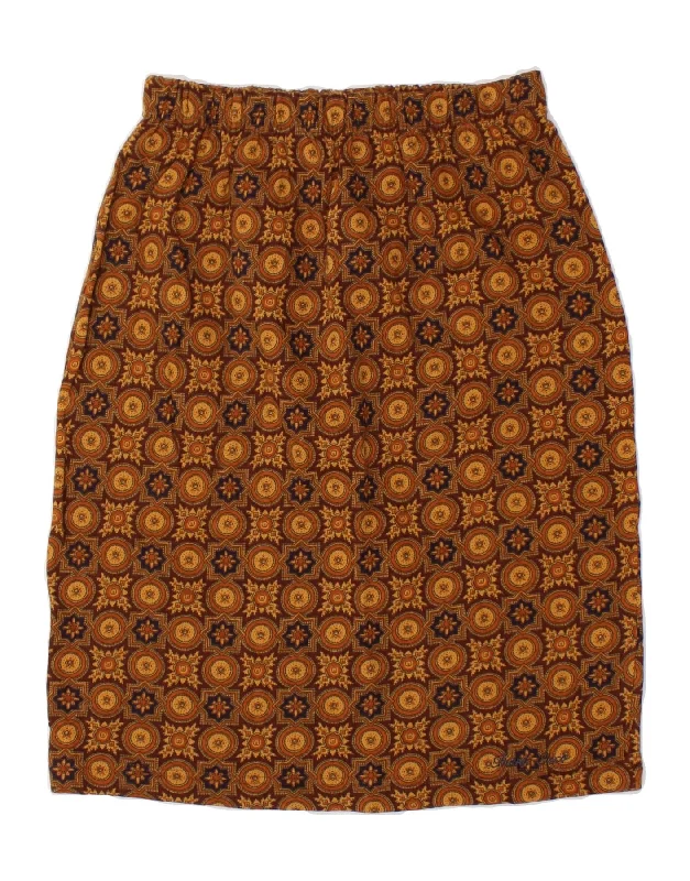 VINTAGE Womens Straight Skirt IT 46 Large W32 Brown Check Cotton corduroy skirt textured