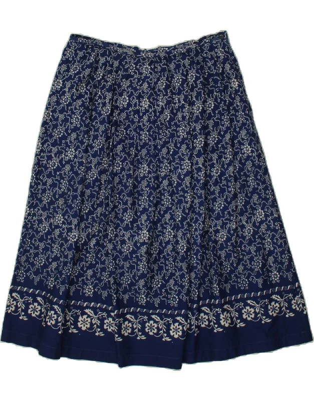 VINTAGE Womens A-Line Skirt W30 Medium Navy Blue Floral corduroy skirt durable