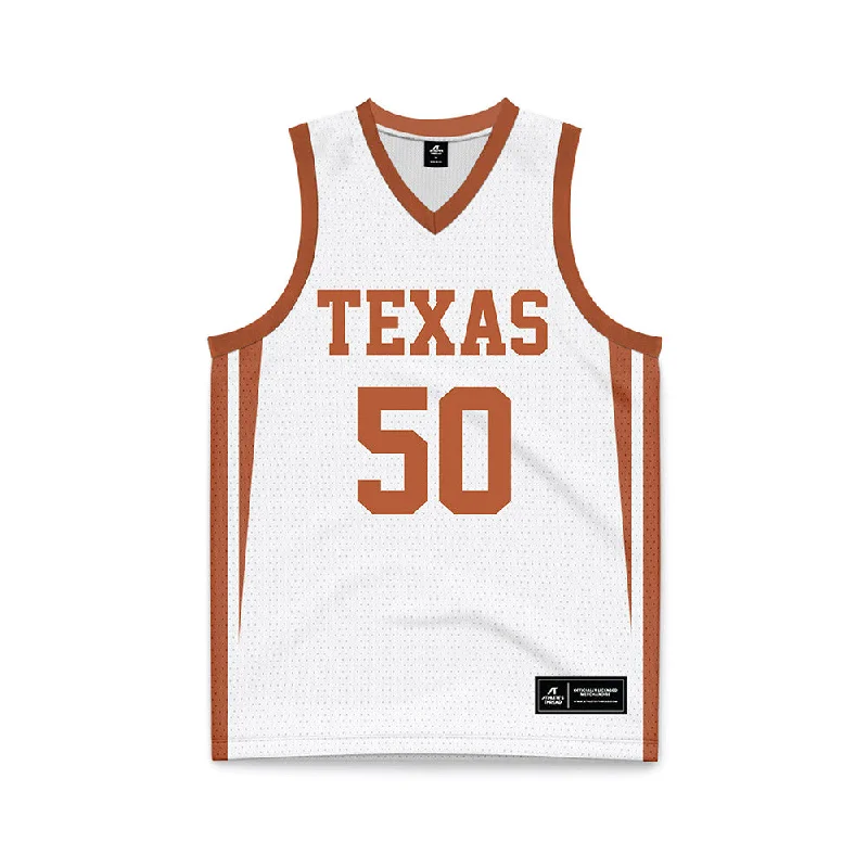 Texas - NCAA Women's Basketball : Abbie Boutilier - Basketball Jersey White Jet Black Jersey Tee