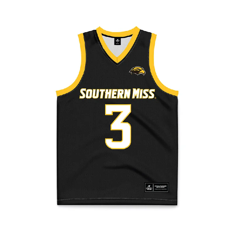 Southern Miss - NCAA Women's Basketball : Jacorriah Bracey - Black Basketball Jersey Handmade Jersey Tee