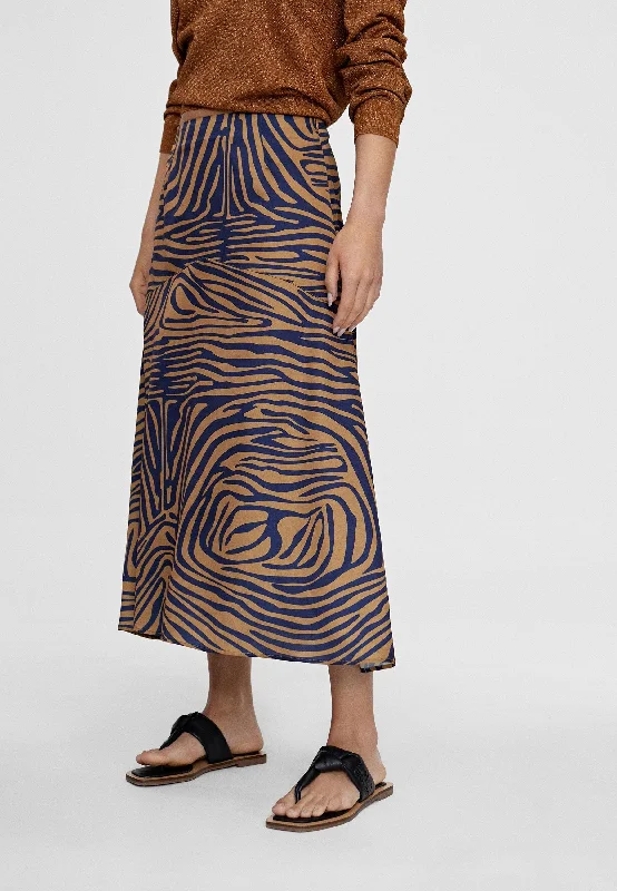 Zebra print midi skirt denim skirt durable