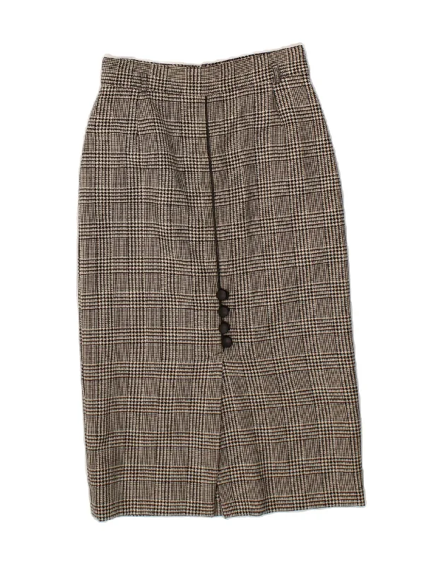 VINTAGE Womens High Waist Maxi Skirt IT 42 Medium W28 Grey Houndstooth velvet skirt plush