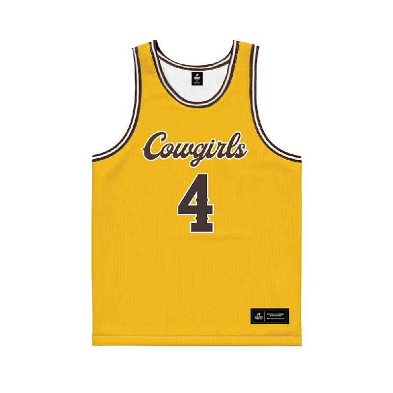 Wyoming - NCAA Women's Basketball : Sofia Proctor - Gold Basketball Jersey Party Jersey Tee