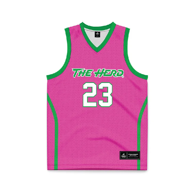 Marshall - NCAA Women's Basketball : Meredith Maier - Basketball Jersey Pink Beige Jersey Tee