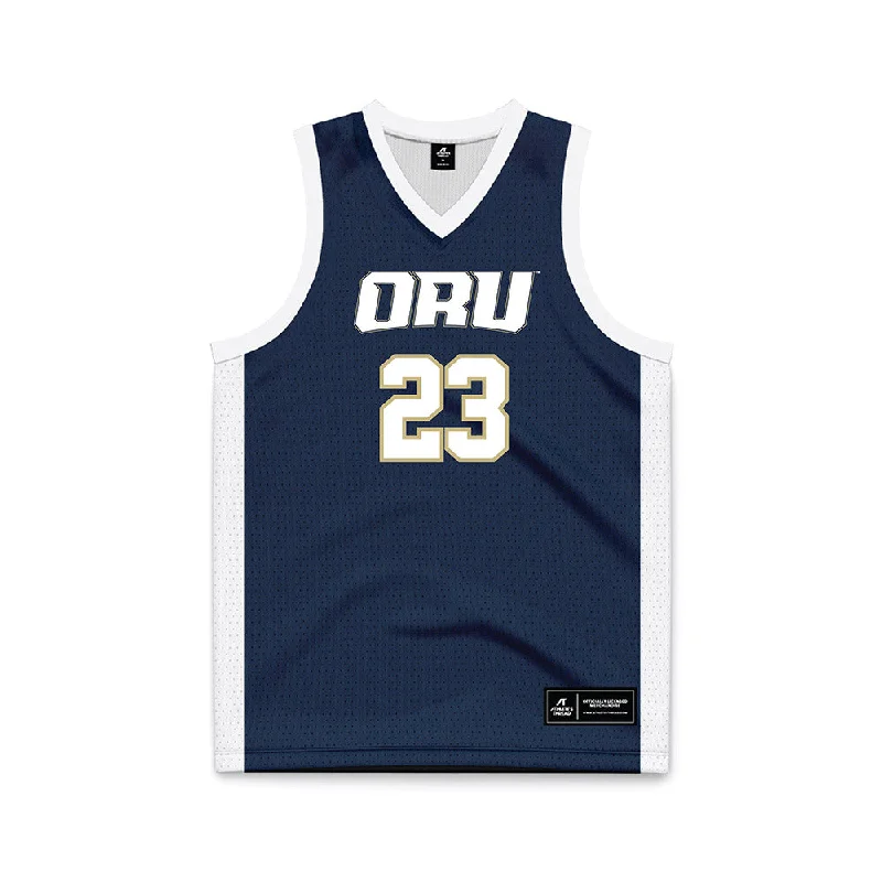 Oral Roberts - NCAA Women's Basketball : Emily Robinson - Basketball Jersey Navy Olive Green Jersey Tee