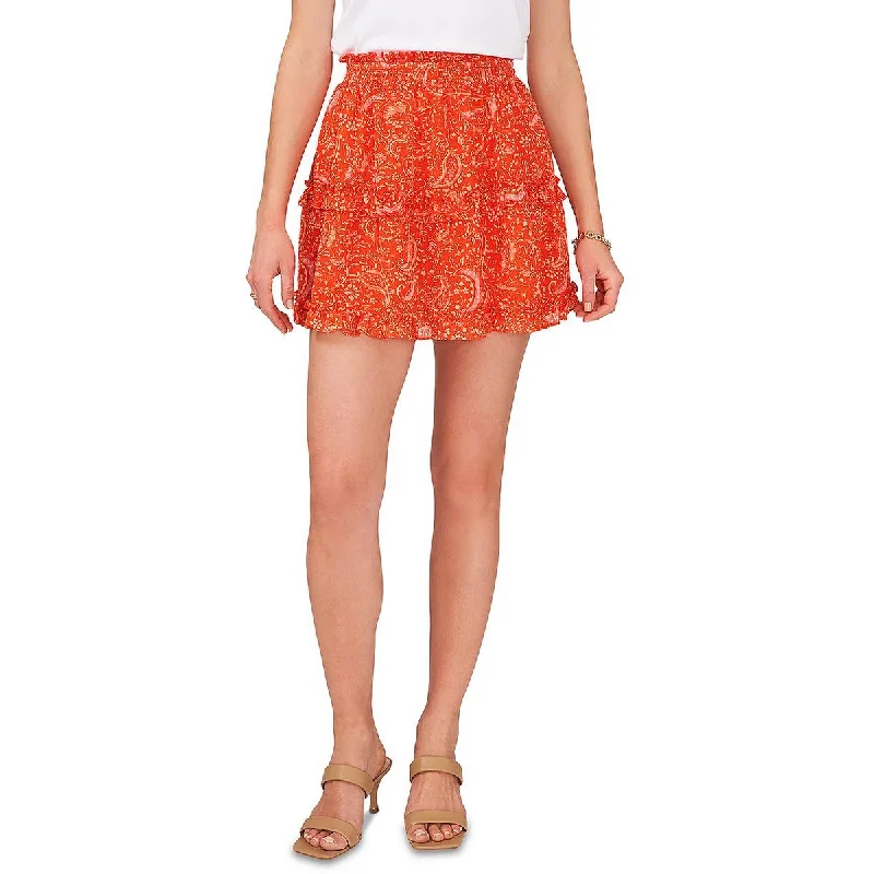 1.State Womens Smocked Ruffled Mini Skirt pencil skirt chic