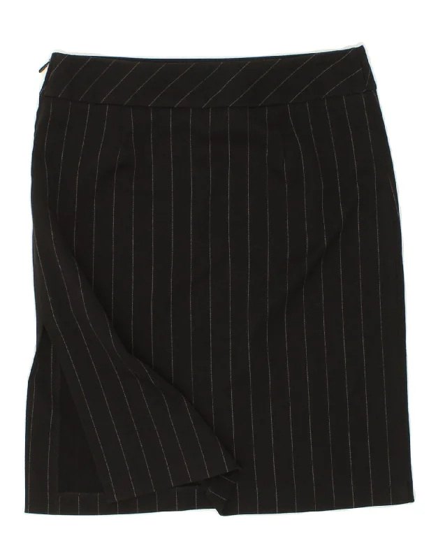 BENETTON Womens Straight Skirt W28 Medium Black Striped chiffon skirt floaty