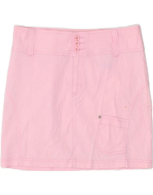 INVICTA Womens Mini Skirt IT 46 Large W32  Pink Cotton silk skirt lustrous