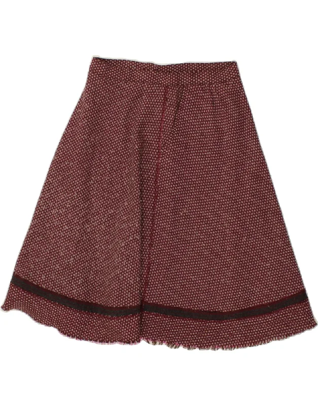 HUGO BOSS Womens Abstract Pattern A-Line Skirt EU 36 Small W28  Maroon velvet skirt plush