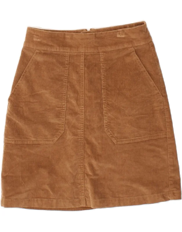 WAREHOUSE Womens Corduroy Skirt UK 8 Small W24  Brown Cotton summer skirt style