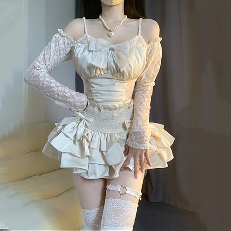 Ballet style suspender top + lace skirt PL53347 spandex blend skirt