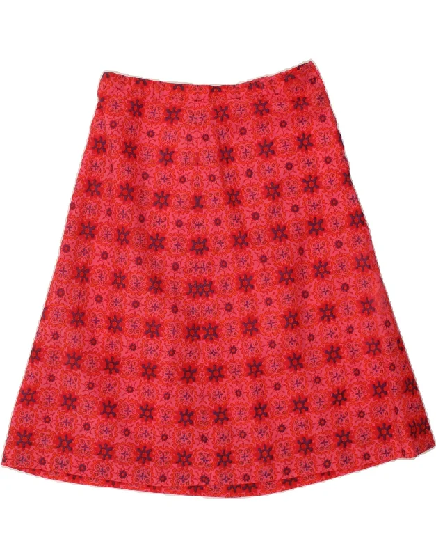 VINTAGE Womens Abstract Pattern A-Line Skirt W29 Medium Red silk skirt lustrous