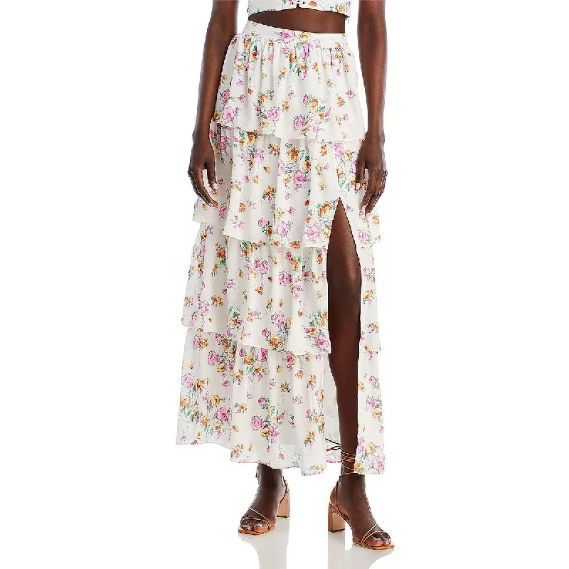 WAYF Womens Sienna Floral Print  Maxi Skirt cashmere skirt fine