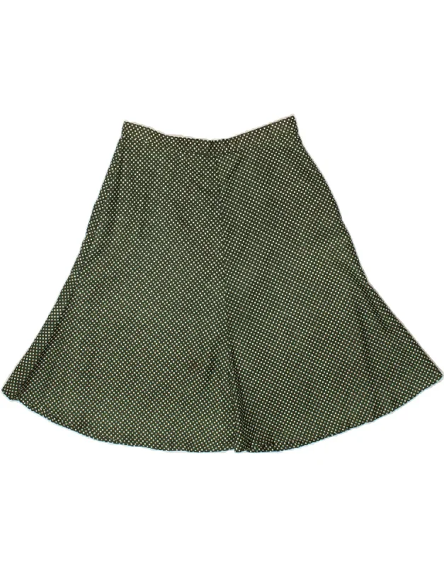 VINTAGE Womens A-Line Skirt IT 44 Medium W32 Green Spotted Acetate lace skirt intricate