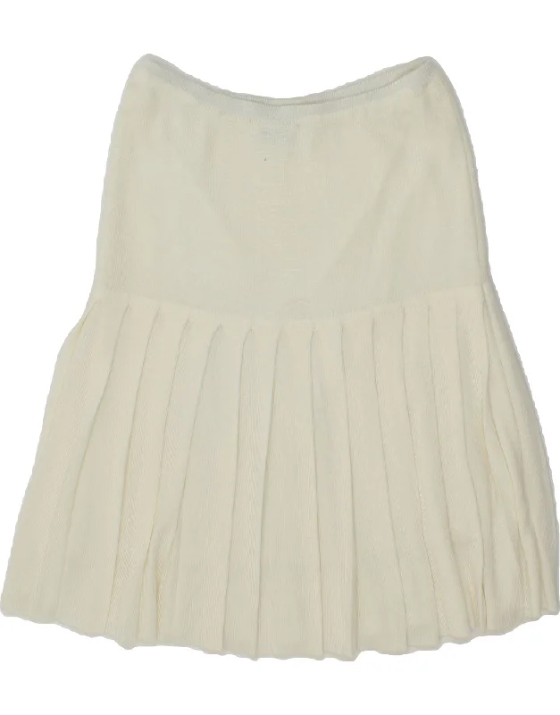 VINTAGE Womens Pleated A-Line Skirt W28 Medium White summer skirt style