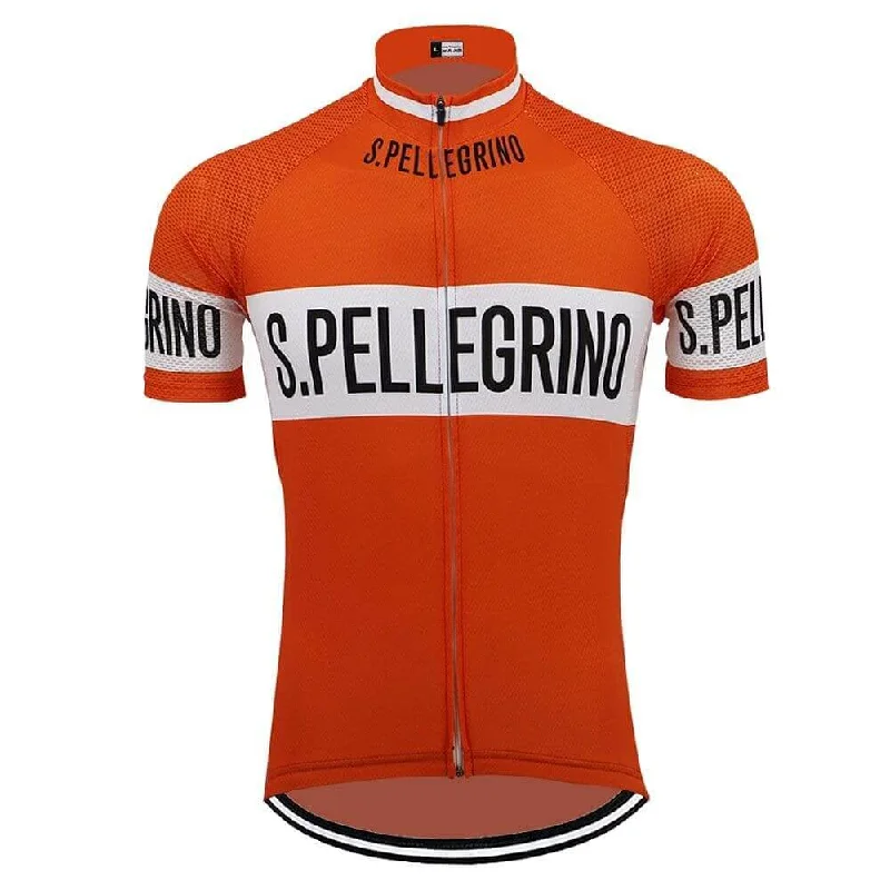 Retro San Pellegrino Cycling Jersey - Orange Premium Jersey Tee