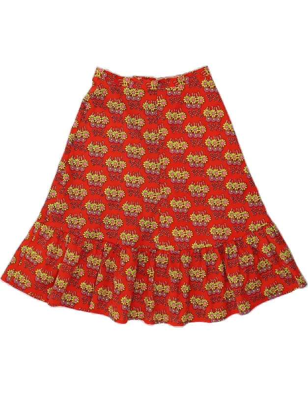 VINTAGE Womens A-Line Skirt W26 Small Red Floral velvet skirt luxurious