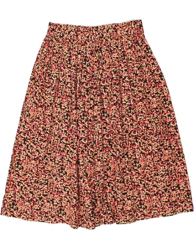 H&M Womens Pleated A-Line Skirt UK 14 Large W32  Multicoloured Floral corduroy skirt cozy