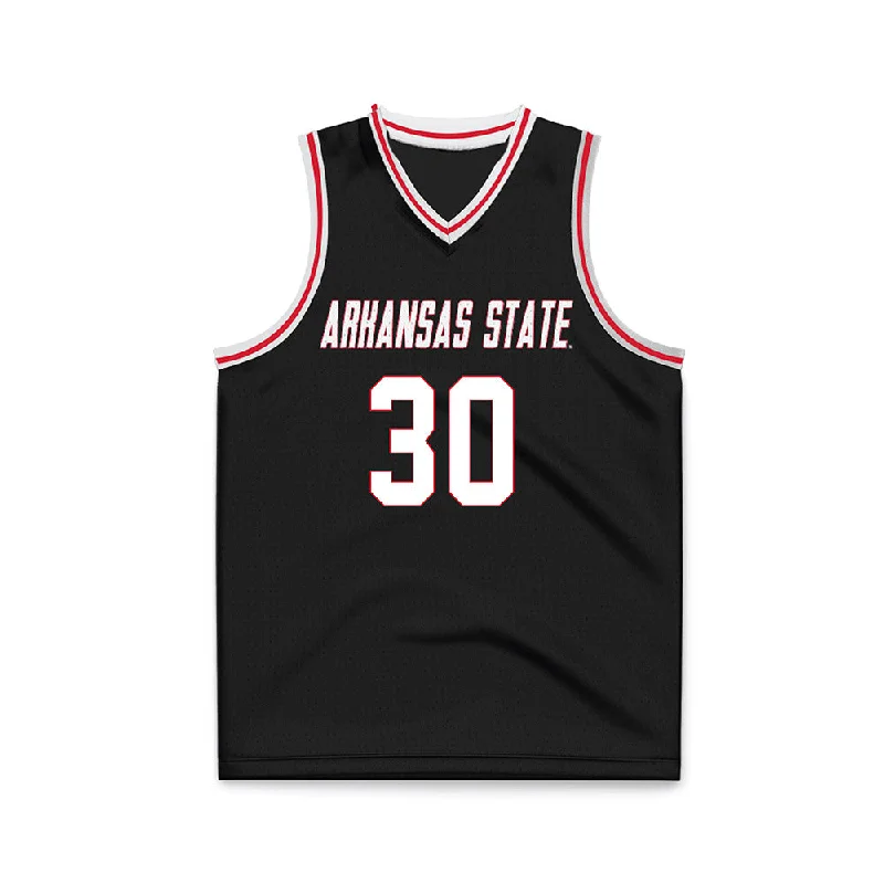 Arkansas State - NCAA Women's Basketball : Nissa Sam-Grant - Black Basketball Jersey Minimalist Jersey Tee