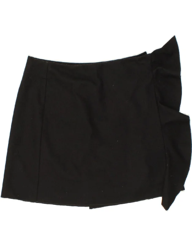 BENETTON Womens Mini Skirt IT 46 Large W32  Black Wool spandex blend skirt