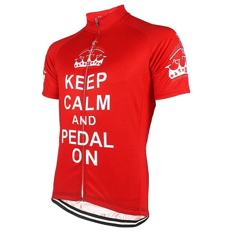 Keep Calm & Pedal On - Red Cycling Jersey Dark Color Jersey Shirt