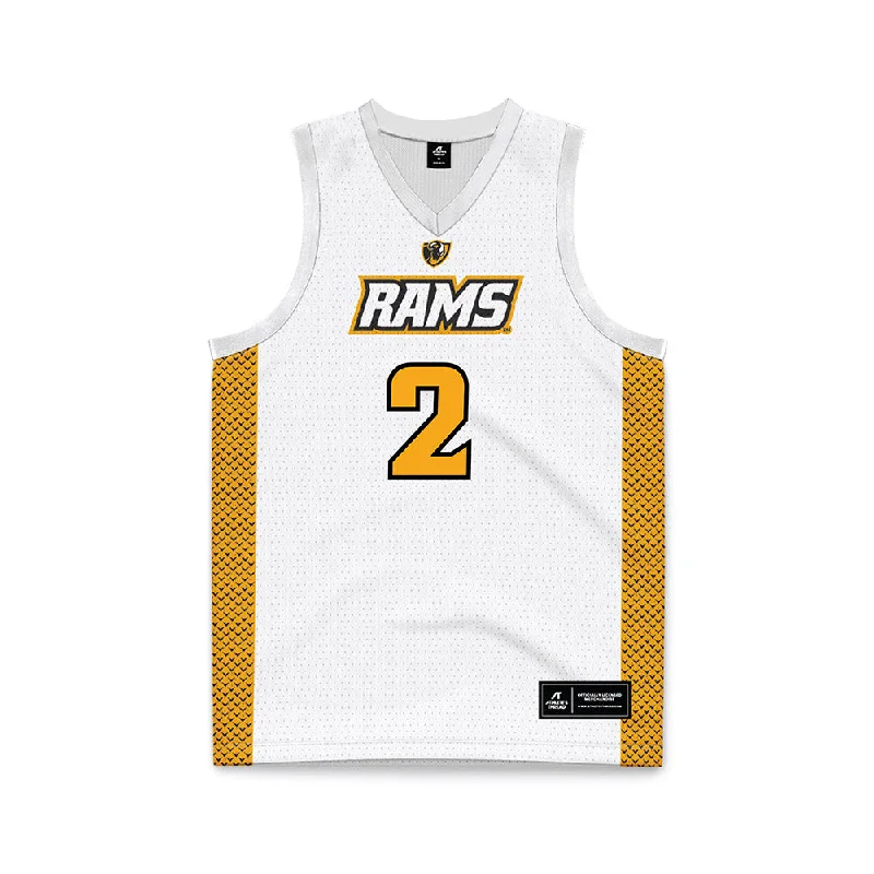 VCU - NCAA Women's Basketball : Cyriah Griffin - White Basketball Jersey Asymmetrical Jersey Blouse