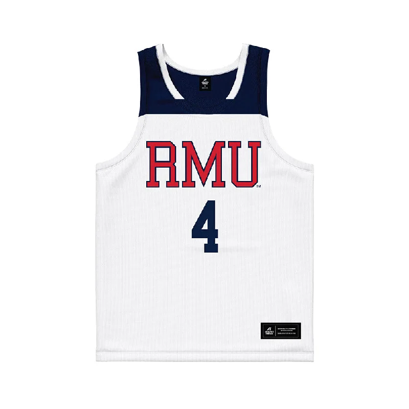 Robert Morris - NCAA Women's Basketball : Danielle Vuletich - White Basketball Jersey Minimalist Jersey Tee