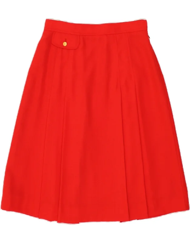 AQUASCUTUM Womens A-Line Skirt UK 14 Medium W30 Red Wool mini skirt trendy