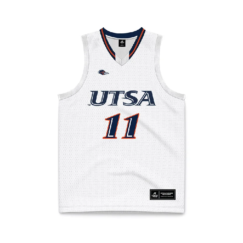 UTSA - NCAA Women's Basketball : Sidney Love - White Basketball Jersey Glamorous Jersey Tee